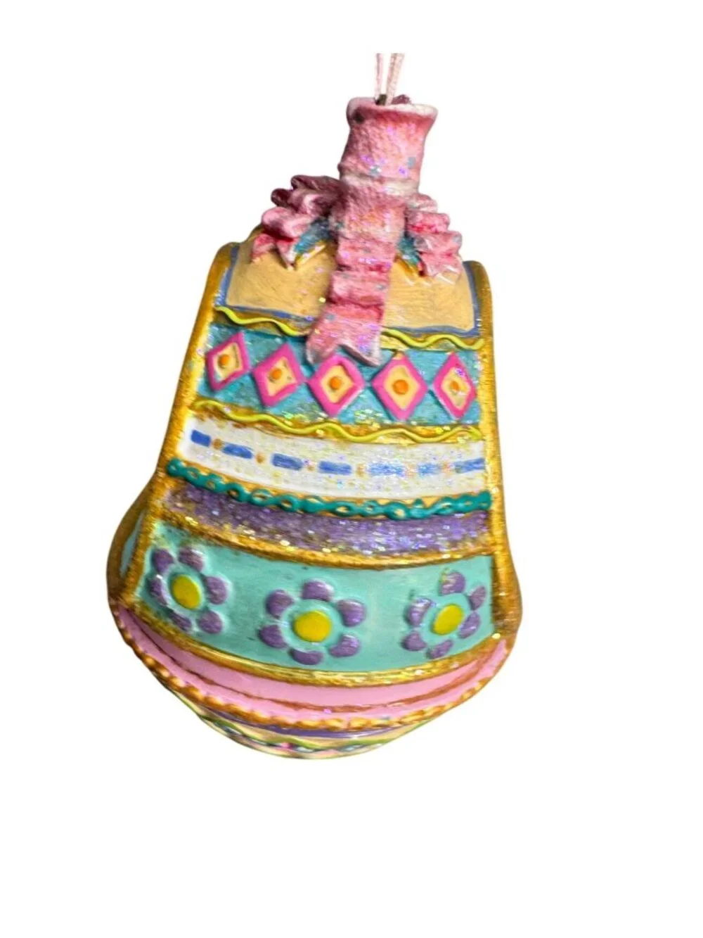Glittered Easter Bunny Egg Diorama Ornament Pastel Spring Decor 4 - Picture 8 of 9